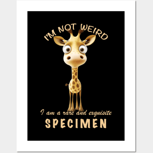 Little Giraffe I'm Not Weird I'm A Rare and Exquisite Specimen Cute Adorable Funny Quote Posters and Art